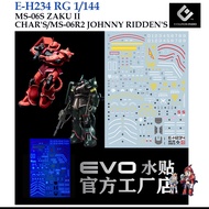 Water Decal [EVO] E-H234 MS-06S ZAKU II CHAR'S JOHNNY RIDDEN'S RG HG 1/144 FLUORESCENT Glow In The D