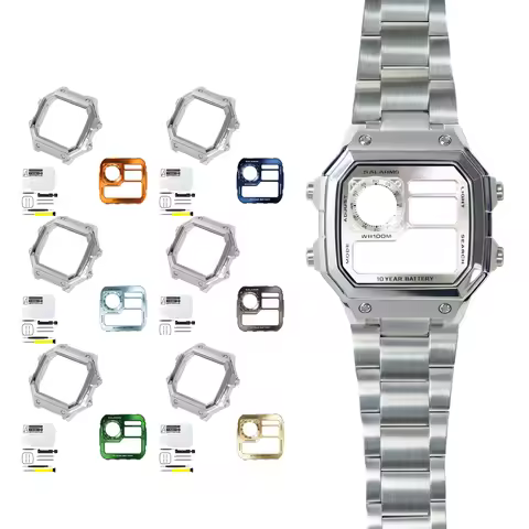 Royale Upgrade Mod Parts Combo Compatible with Casio AE1200 316L Stainless Steel Matte Silver Watch 