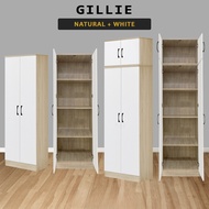 Gillie Series 2 Doors Tall Wardrobe with Top Cabinet Fully Laminated Back in 6 Colours