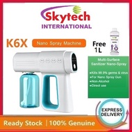 [Selangor] Upgraded K6X Nano Handheld Wireless Rechargeable Portable BlueLight Disinfectant Spray Gun with 1L Bioclean Nano Mist Solution