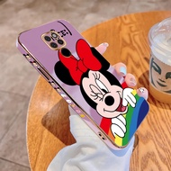 For Huawei Mate 20 Pro Mate 20X Cartoon Minnie Mouse Square Cover Casing Luxury Plating Soft TPU Phone Case
