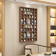 Solid Wood Multi-Grid Shelf Wall-Mounted Bogu Shelf Wall Teapot Storage Cabinet Shelf Duobaoge Multi