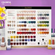 สีเจล SANSU 133 สี ชุดยาทาเล็บ 15ml/ขวด การ์ดสีฟรี +TOP COAT+BASE COAT ชุดร้านเล็บ พร้อมชาร์ทโชว์ ขว