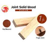 2” x 3” x 1 ft Red Meranti  Furniture Finger Joint Solid Wood Plank / Kayu Solid Perabot
