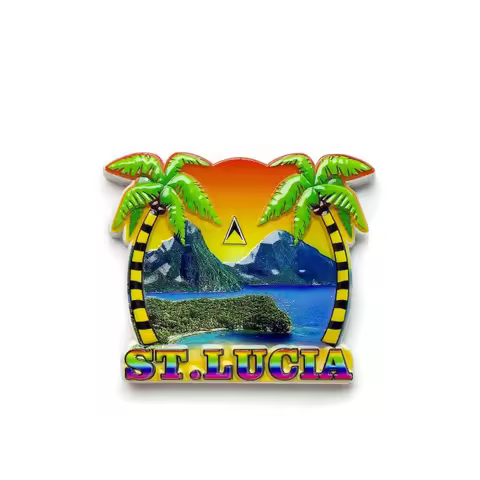 Saint Lucia Twin Peaks 3D Painted Fridge Magnet North America Tourist Souvenir Magnetic Home Decorat
