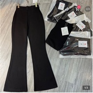 Umi Korean Flared Trousers - High Waist - Long Length Flattering for Office and School _( Clothing S