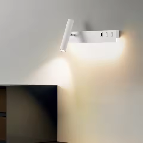 LED Wall Light with Switch, Rotatable USB Reading Spotlight, Spotlighting, Bedroom Bedside Hallway H