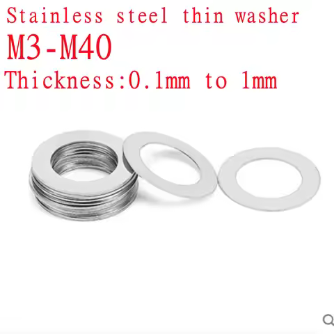 10/100pcs M3 to M40 Stainless steel Flat Washer Ultra thin gasket High precision Adjusting gasket th