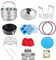 8 Quart Pressure Cooker Accessories Compatible with Instant Pot 8 Qt Only - Steamer Basket, Silicone Sealing Rings, Egg Bites Mold, Glass Lid, Springform Pan, Egg Steamer Rack and More