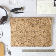 南非手工超輕量再生紙12吋平板筆電包-貓頭鷹與小貓(28*19*1.3cm)