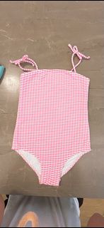 Cotton on 女童粉紅色格紋連身泳衣