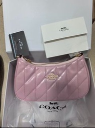 Coach 淺粉色菱格鏈條手袋