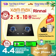 Rinnai Gas Hob - RB 982G 5.0kW Burner Built-In / Free Standing Gas Burner | 88cm Cooker Hob 2 Burner | Flexi Cut-Out Size | RB-982G Tempered Glass | Rinnai Gas Stove | Cooker Hob | Tungku Dapur