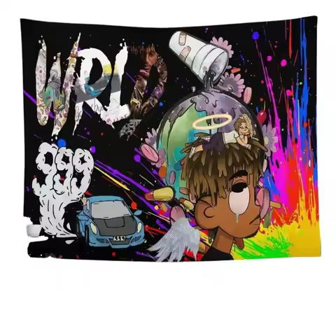 VIKAMA Juice WRLD Tapestry 999 Club Graffiti Wall Hanging Hip Hop Rapper Art Street Decor Aesthetic