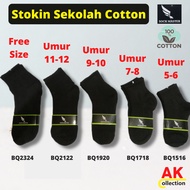 Stokin Sekolah Hitam Lelaki Perempuan Wanita Boy Girl Kids Black Sock Socks School Cotton Stoking Be