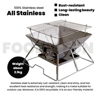 Portable BBQ Grill Table With Ash Pan Non-Stick Surface Stainless Steel Folding Camping Picnic/Meja Besi Pemanggang BBQ