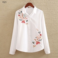 plus size women's long-sleeved embroidered shirt 4XL 5XL
