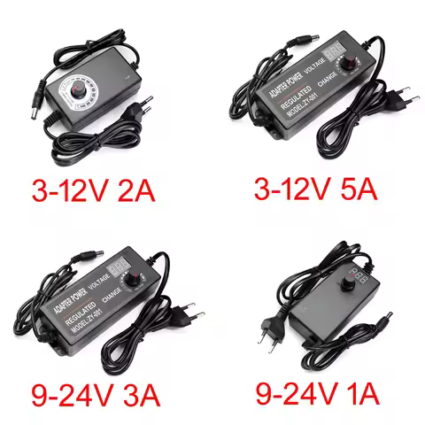 AC DC Adjustable Power Supply 3V 5V 6V 9V 12V 15V 18V 24V 1A 2A 5A AC/DC Switching Power Supply Adap
