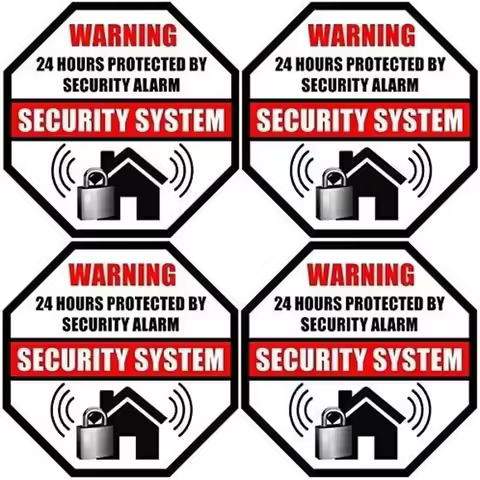 4PCs 24 Hour Protected By Security Burglar Alarm System Stickers PVC Waterproof Decals Car Styling D