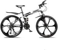 Fashionable Simplicity Lightweight Aluminum Frame Mountain Bike Folding Bikes 26In 21-Speed Double Disc Brake Full Suspension Anti-Slip Suspension Fork