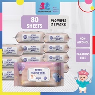 (80's x 12 Packs) Baby Wipes Tissue Basah Tisu Basah Baby Wet Tissue Wet Non-Alcohol, Parabens Free