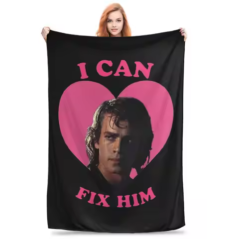 Anakin Skywalker I Can Fix Him Pink Heart Blanket Fleece Autumn/Winter Portable Warm Throw Blanket f