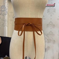 ROWAN1 Wide Corset Belt, Black PU Boho Belt, Faux Leather