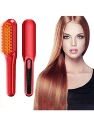 1入充電式光子頭皮按摩梳,促進頭髮生長加熱造型直鐵刷,適用於家庭或旅行沙龍使用的美髮工具