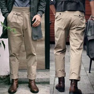 Vintage Gurkha Pants For Men Safari Style Adjustable Waist Buckle NaplesTrousers Fashion Casual Loos