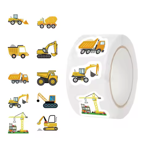 500Pcs Construction Vehicle Sticker Roll for Kids Reward Encourage Sticker for Labels Thank You Stic