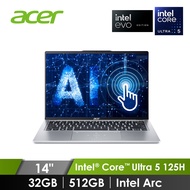 宏碁 ACER Swift Go 觸控輕薄筆電 14" (Intel Core Ultra 5 125H/32GB/512GB/Intel Arc/W11/EVO認證) 銀 SFG14-73T-50NA (觸控)