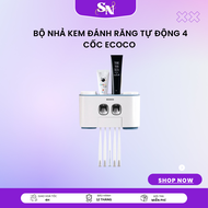 Bộ Nhả Kem Đánh Răng Tự Động 4 Cốc Ecoco BỘ NHẢ KEM CAO CẤP 04 CỐC ECOCO E1802 Bộ Nhả Kem đánh Răng