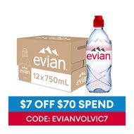 Evian Natural Mineral Water Sports Cap 12 X 750ML - Case