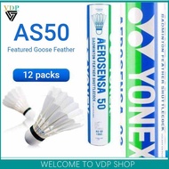 Genuine ลดกระหน่ำ Yonex ลูกขนไก่แบดมินตัน AS50ลูกแบดมินตัน12ชิ้นขนห่าน77ความเร็ว a White One