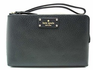 Kate Spade Leoni Grove Street Leather Double Zipper Wristlet Black/Gold