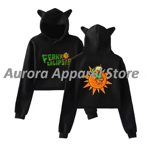 Feid Ferxxocalipsis Logo Merch Pullover Female Cat Ears Hoodie Long Sleeve Top Women's Clothes