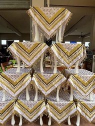 ผ้าปูโต๊ะ ผ้าคลุมโต๊ะเคียงพระสงฆ์ เทศกาลต่างๆ  หลากสี ลายสวยงาม (A set of side table cloth)