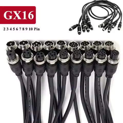 2 3 4 5 6 7 8 9 10 Pin GX16 Aviation Plug with Line Male to Female Connector Cable 16mm Aviation Soc