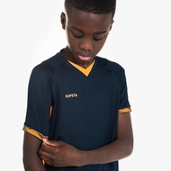 KIPSTA Kids' Short-Sleeved Football Shirt CLR - Orange/Navy