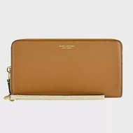 MARC JACOBS THE SLIM 84羊皮燙金LOGO撞色手掛式ㄇ字長夾 棕