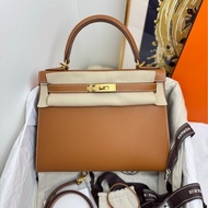愛馬仕 Hermes kelly28 棕色金扣手袋 斜挎包