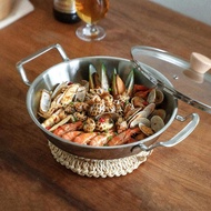 日本霜山 雙耳不鏽鋼湯鍋/燉鍋(附蓋)-24cm(電磁爐可用)