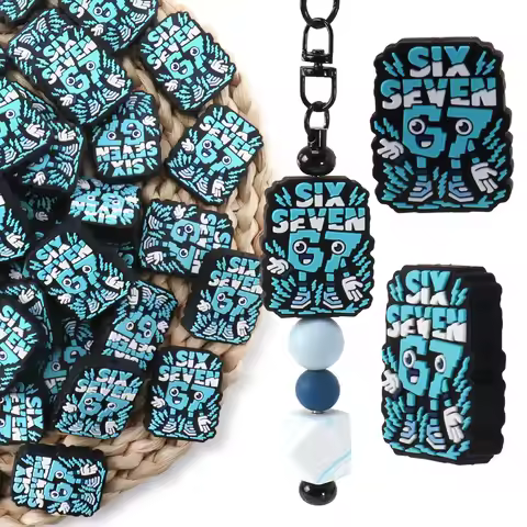 8pcs Six Seven Number 67 Silicone Focal Beads For Pens Lanyard Keyring Jewelry Making DIY Bracele Ba