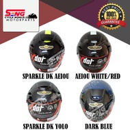 X DOT G118 STYLISH GRACHIC HELMET WITH VISOR (YOLO, AEIOU, BLUE) NEW ARRIVAL