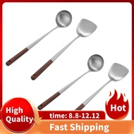 2X Wok Spatula and Ladle Tool Set, 17 Inches Spatula for Wok, Stainless Steel Wok Spatula