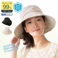 Cool Feeling 99% UV Cut - UPF 50+ wide-rim mesh hat with strap Imported from Japan