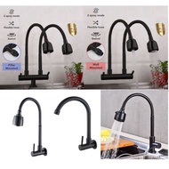 Double Faucet Kitchen Sink Flexible Wall Tap 304 Stainless Steel Premium Quality Waster Tap Sink Fau