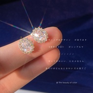 Strobe~Micro-Inlaid Zircon 925 Silver Needle Plated 14K Goose Egg Shaped Earrings Temperament High-E