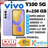 Hp vivo Y100 5G NFC Ram 8+256 GB layar lengkung, kamera 50 mp garansi resmi 1 tahun baterry 5000 mah, 6,5 inci Garansi resmi