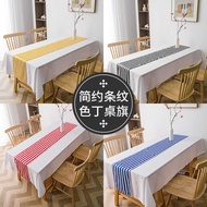 Nordic Style Hotel Tablecloth Decoration Polyester Striped Table Runner Coffee Table Table Mat Satin